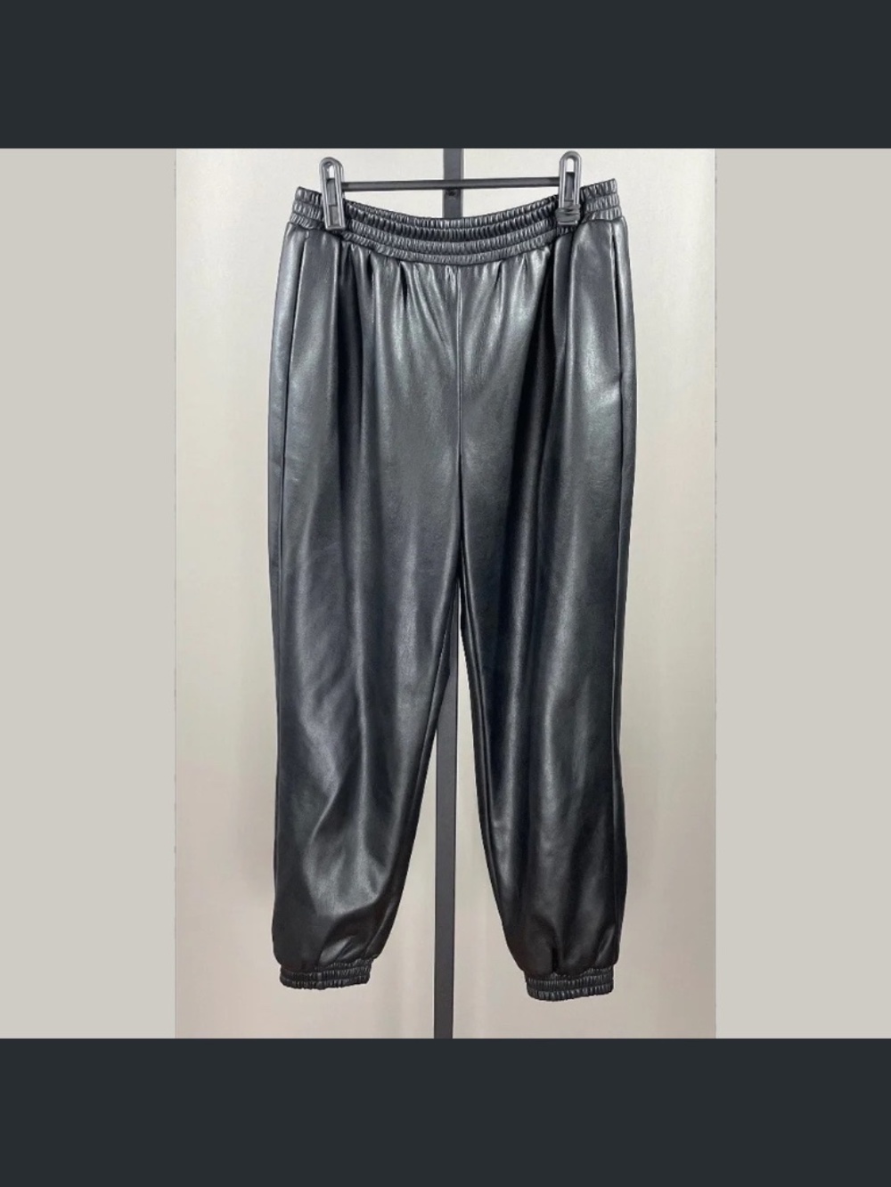 Apparis Pants Womens Small black faux leather jogger moto athleisure city goth